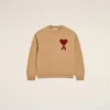 Jersey de cuello redondo Ami de Coeur de lana marrón Jersey de cuello redondo Ami de Coeur de lana marrón