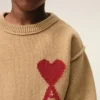 Jersey de cuello redondo Ami de Coeur de lana marrón Jersey de cuello redondo Ami de Coeur de lana marrón