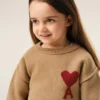 Jersey de cuello redondo Ami de Coeur de lana marrón Jersey de cuello redondo Ami de Coeur de lana marrón