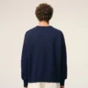 Jersey de cuello redondo Ami de Coeur de lana y algodón azul Jersey de cuello redondo Ami de Coeur de lana y algodón azul