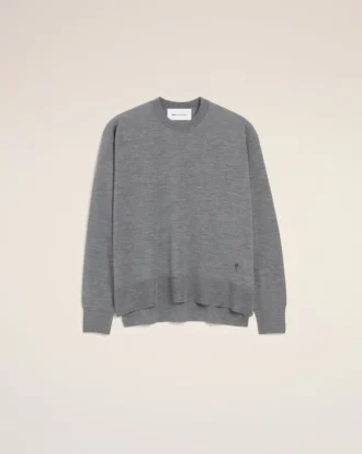 Jersey de cuello redondo de lana fina gris Ami de Coeur Sweater