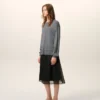 Jersey de cuello redondo de lana fina gris Ami de Coeur Sweater