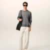 Jersey de cuello redondo de lana fina gris Ami de Coeur Sweater