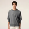 Jersey de cuello redondo de lana fina gris Ami de Coeur Sweater