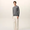 Jersey de cuello redondo de lana fina gris Ami de Coeur Sweater