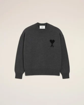 Jersey de cuello redondo de lana gris Ami de Coeur
