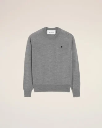 Jersey de cuello redondo de lana gris Ami de Coeur Sweater