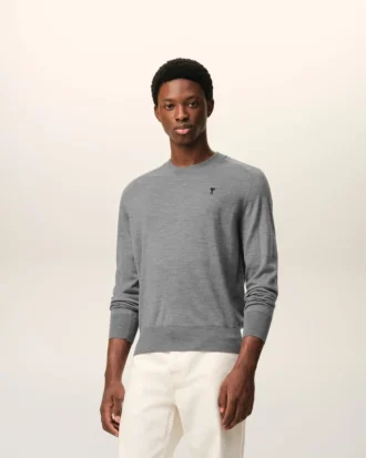 Jersey de cuello redondo de lana gris Ami de Coeur Sweater