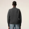 Jersey de cuello redondo de lana gris con Ami de Coeur en contraste Jersey de cuello redondo de lana gris con Ami de Coeur en contraste