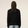 Jersey de cuello redondo de lana negra con Ami de Coeur en contraste