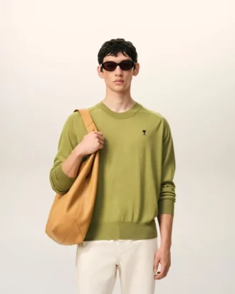 Jersey de cuello redondo de lana verde Ami de Coeur Sweater