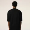 Jersey negro de manga corta y cuello en V de lana