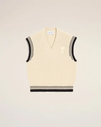 Jersey sin mangas Ami de Coeur Sweater de lana acanalada en blanco