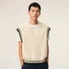 Jersey sin mangas Ami de Coeur Sweater de lana acanalada en blanco