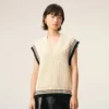 Jersey sin mangas Ami de Coeur Sweater de lana acanalada en blanco