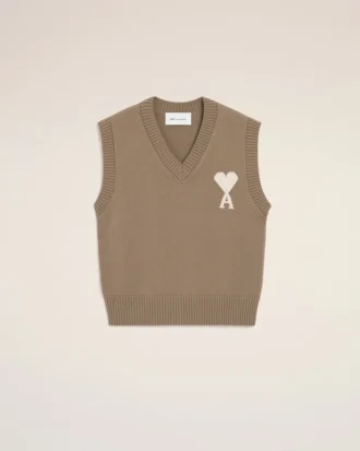 Jersey sin mangas Ami de Coeur Sweater de lana y algodón en color beige
