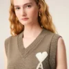 Jersey sin mangas Ami de Coeur Sweater de lana y algodón en color beige
