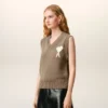 Jersey sin mangas Ami de Coeur Sweater de lana y algodón en color beige