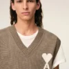 Jersey sin mangas Ami de Coeur Sweater de lana y algodón en color beige