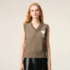 Jersey sin mangas Ami de Coeur Sweater de lana y algodón en color beige