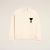 Jerséu de cuello redondo Ami de Coeur de lana blanca Jerséu de cuello redondo Ami de Coeur de lana blanca