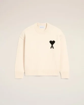 Jerséu de cuello redondo Ami de Coeur de lana blanca