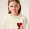 Jerséu de cuello redondo Ami de Coeur de lana blanca Jerséu de cuello redondo Ami de Coeur de lana blanca