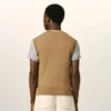 Jerséu sin mangas de lana y algodón marrón con diseño Argyle en intarsia Jerséu sin mangas de lana y algodón marrón con diseño Argyle en intarsia