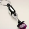 Llavero Ami de Coeur con perlas, de piel negra y metal