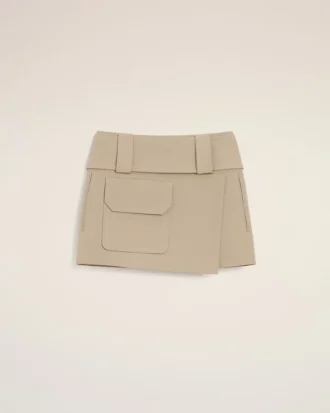 Minifalda cruzada de algodón beige