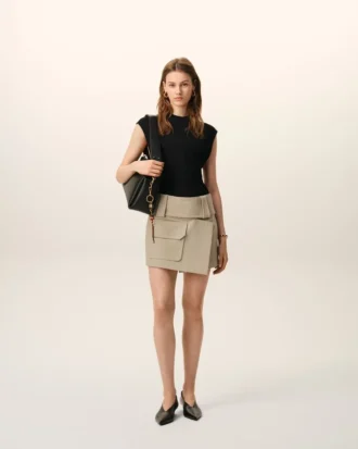 Minifalda cruzada de algodón beige