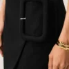 Minifalda negra de lana nueva con cinturón de hebilla grande Minifalda negra de lana nueva con cinturón de hebilla grande
