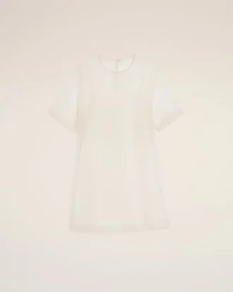 Minivestido trapecio de seda blanca