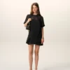 Minivestido trapecio de seda negro Minivestido trapecio de seda negro