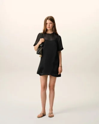 Minivestido trapecio de seda negro Minivestido trapecio de seda negro