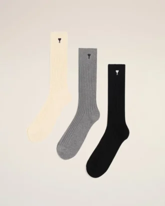 Pack de tres pares de calcetines negros Ami de Coeur de algodón Pack de tres pares de calcetines negros Ami de Coeur de algodón