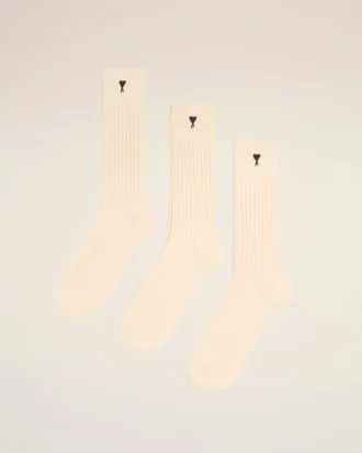 Pack de tres pares de calcetines negros de algodón natural Ami de Coeur Pack de tres pares de calcetines negros de algodón natural Ami de Coeur