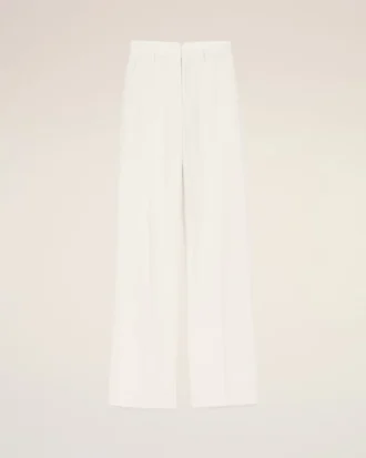 Pantalón recto de cintura baja de mezcla de lino blanco