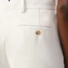 Pantalón recto de cintura baja de mezcla de lino blanco Pantalón recto de cintura baja de mezcla de lino blanco