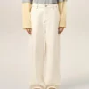 Pantalones anchos de algodón blanco Pantalones anchos de algodón blanco