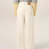 Pantalones anchos de algodón blanco Pantalones anchos de algodón blanco