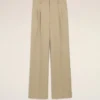 Pantalones anchos de cintura baja de lana nueva en color beige