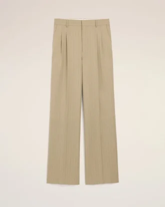 Pantalones anchos de cintura baja de lana nueva en color beige