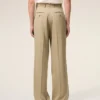 Pantalones anchos de cintura baja de lana nueva en color beige
