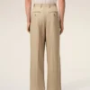 Pantalones anchos de cintura baja de lana nueva en color beige