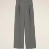 Pantalones anchos de cintura baja de lana nueva gris