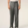 Pantalones anchos de cintura baja de lana nueva gris