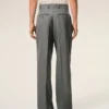 Pantalones anchos de cintura baja de lana nueva gris