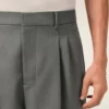 Pantalones anchos de cintura baja de lana nueva gris