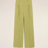 Pantalones anchos de cintura baja de lana nueva verde